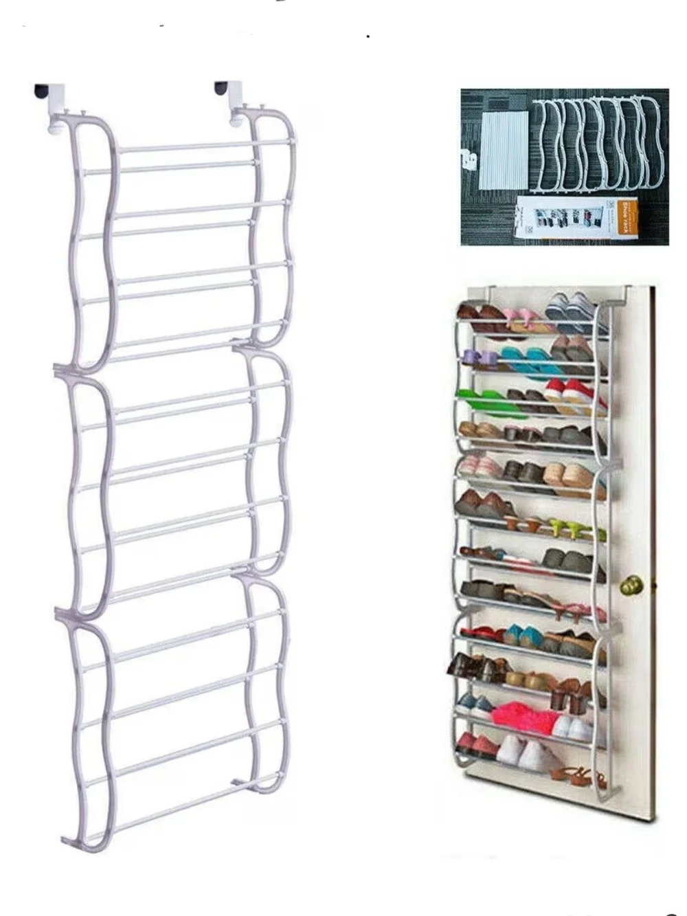 Shoe Rack Over The Door Holder - 36 Pair Shoes Hanging Storage Shoe Organizer